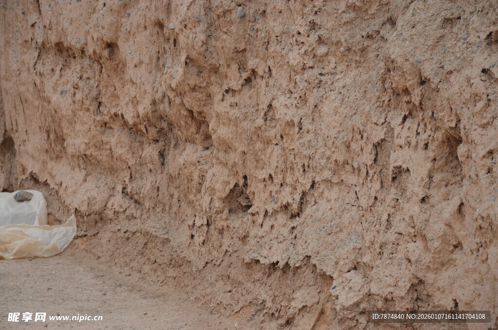 粗糙土墙纹理特写