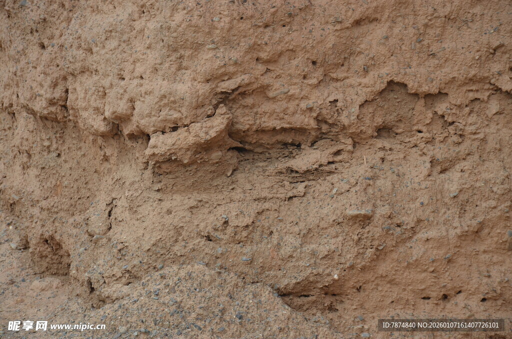 粗糙棕色岩石纹理特写
