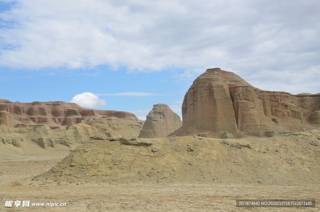 荒漠中的奇特土丘景观