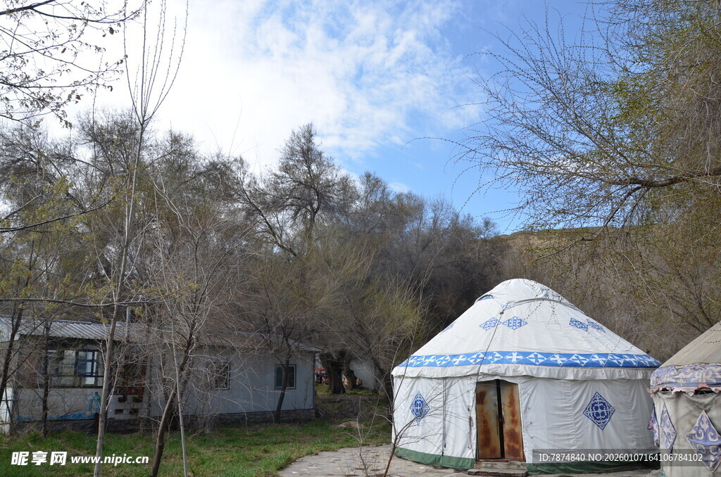 草原上的特色蒙古包景观