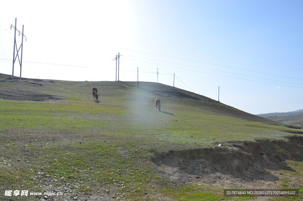 山坡上的电力设施与作业场景