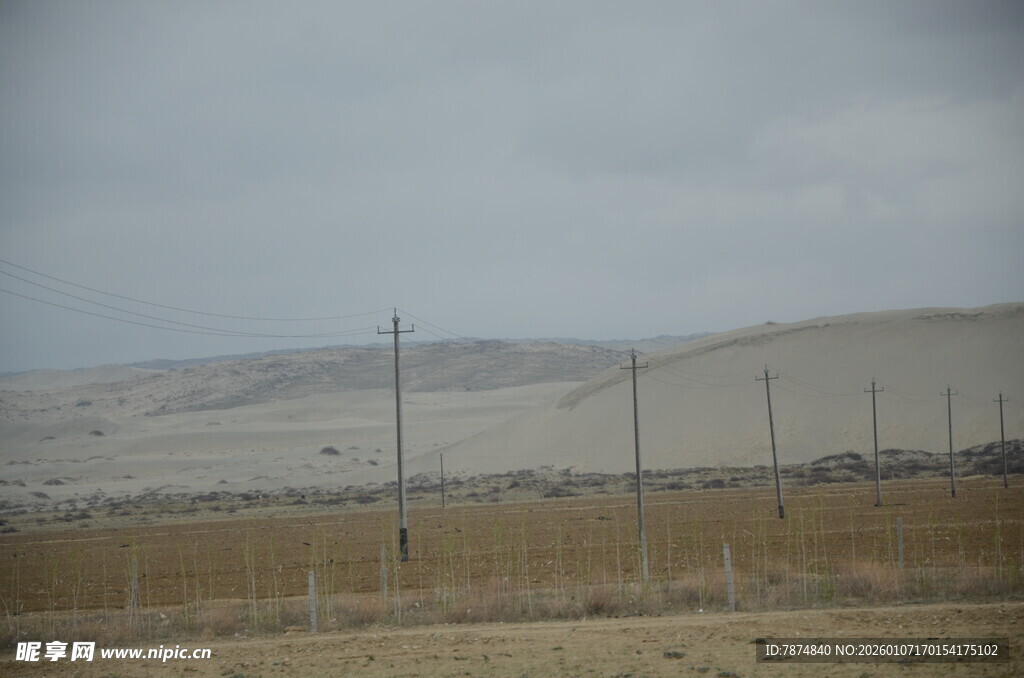 旷野中的电线杆
