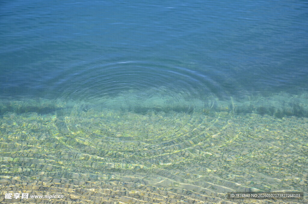 清澈水底泛起圈圈涟漪