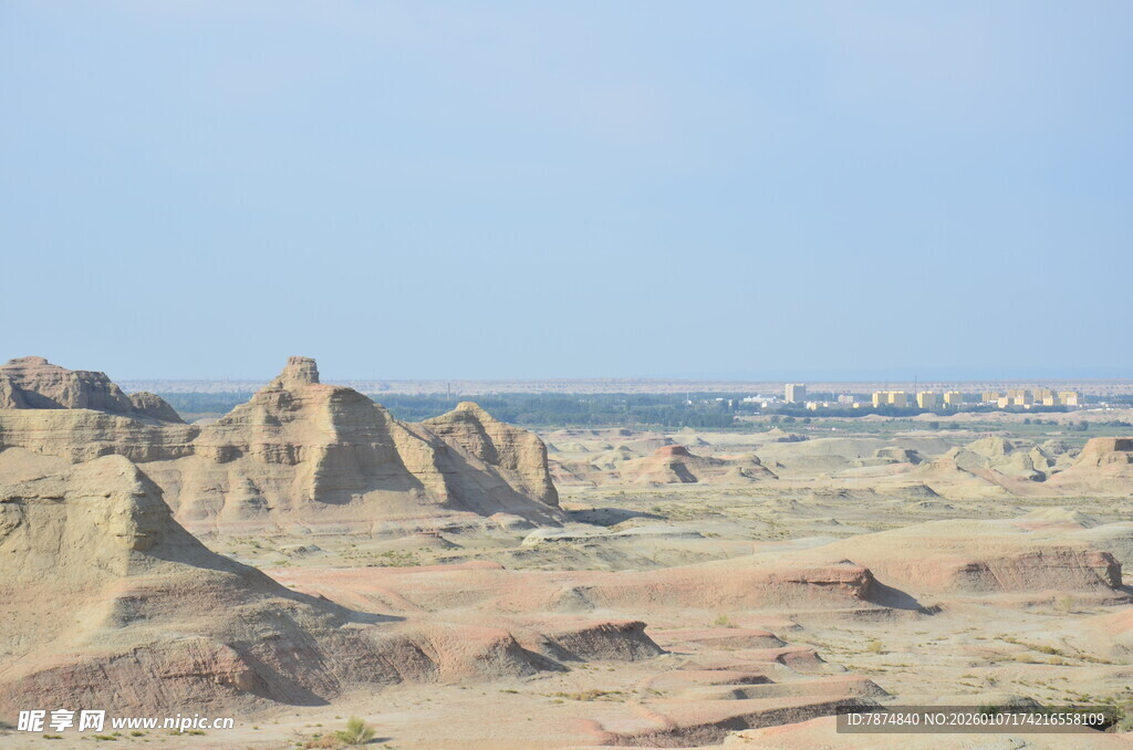 沙漠中的奇特土丘景观