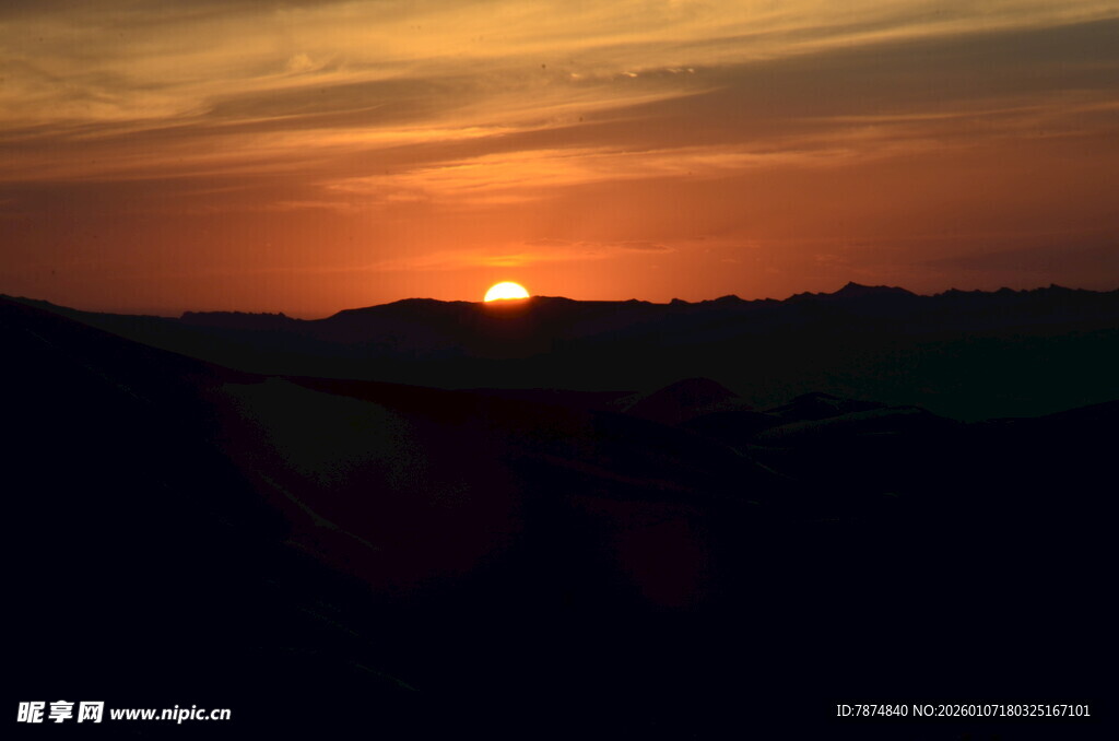 夕阳西下的美丽天际线