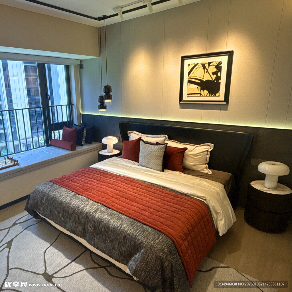 现代简约风格卧室实景