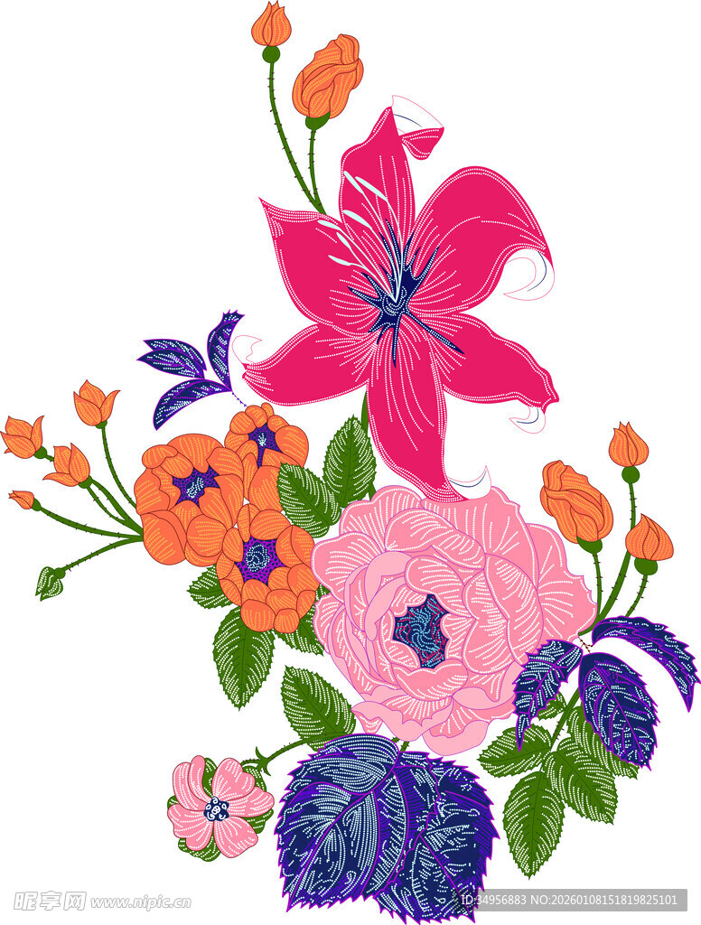 多彩花卉插画