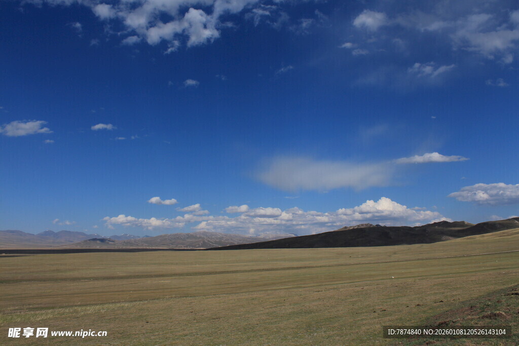 辽阔草原上的蓝天白云