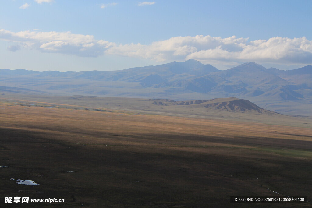 广袤原野与远处山峦景观