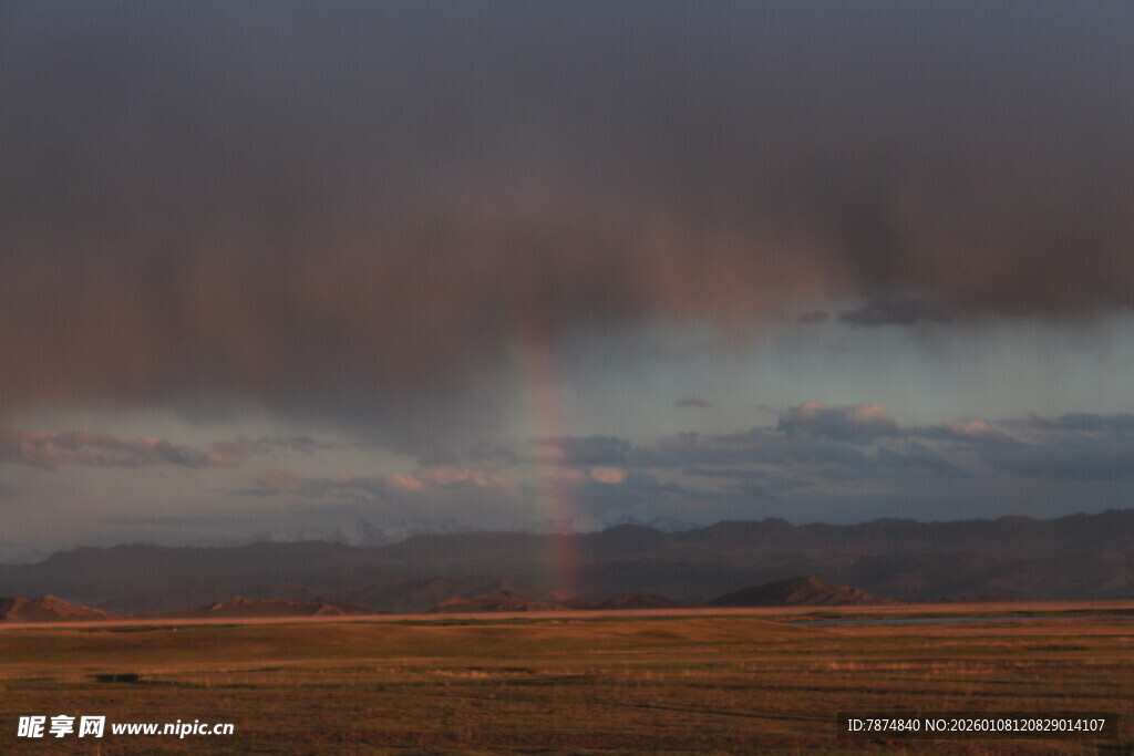草原上空的绚丽彩虹