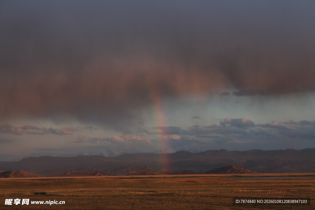 草原上空的绚丽彩虹
