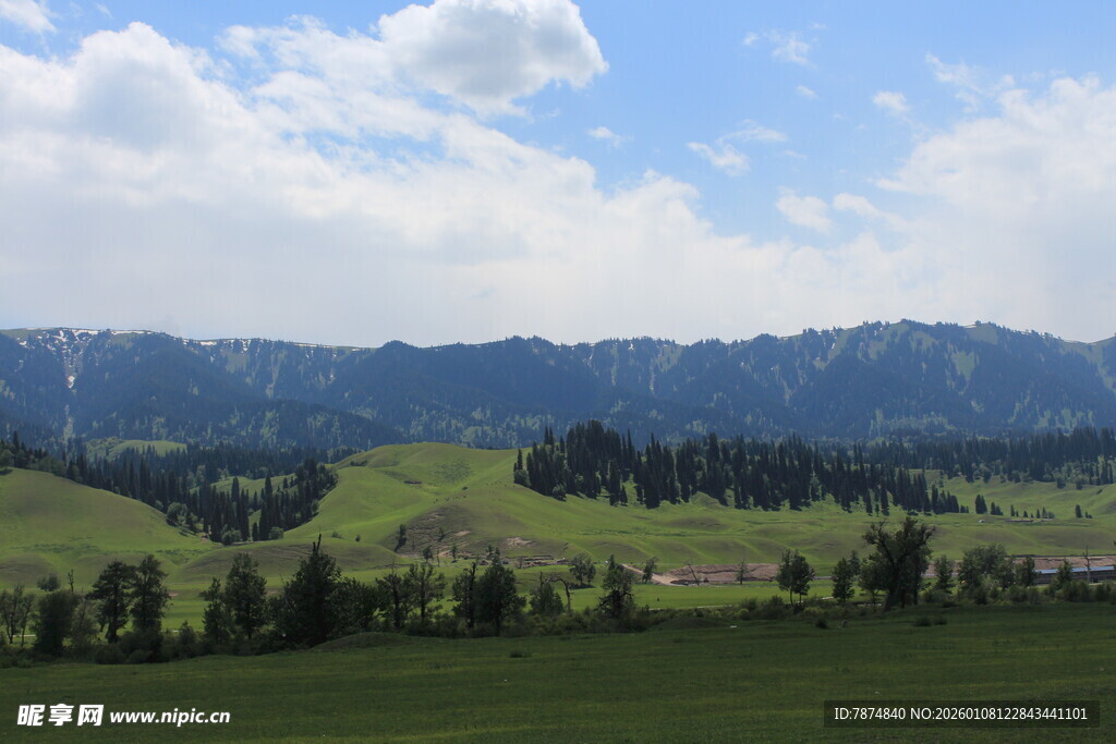草原山峦美景远眺