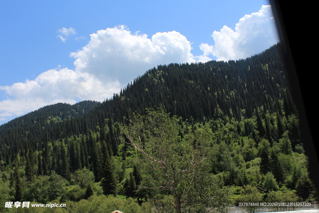 青山翠林间的蓝天美景