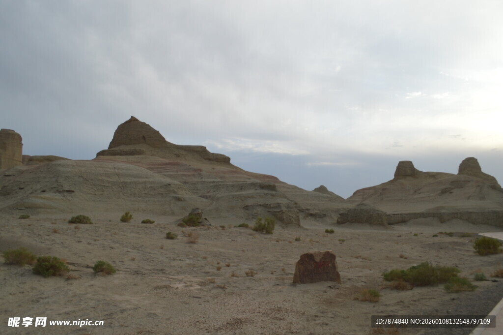 荒漠中的奇特土丘景观