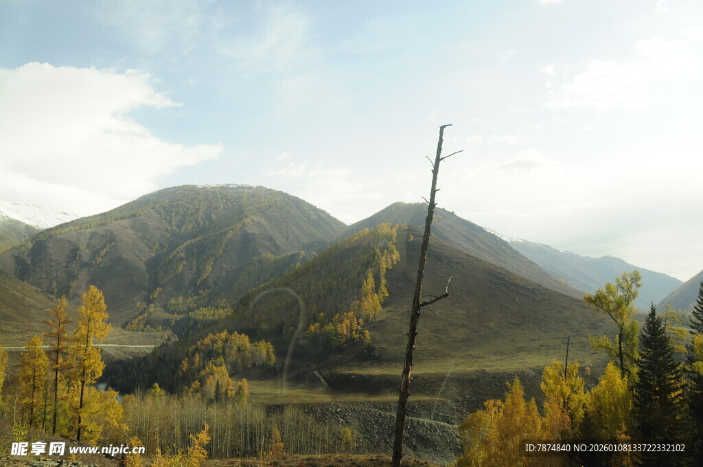 秋日山林间的壮美山景