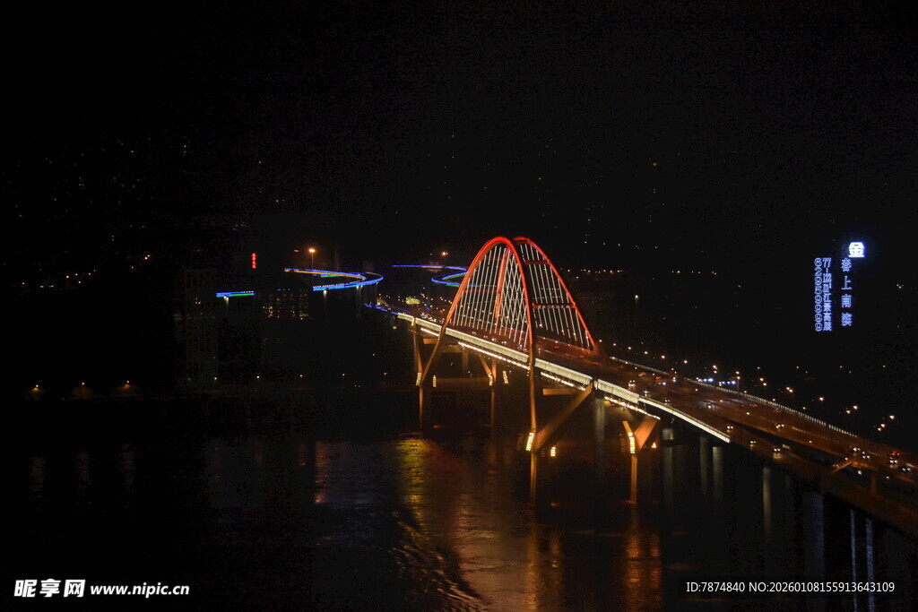 夜晚璀璨的桥梁夜景