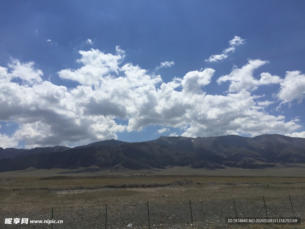 蓝天白云下的广袤原野