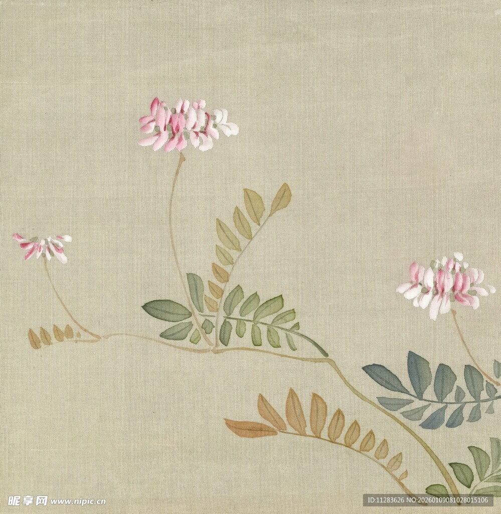 中式花卉淡雅水墨画