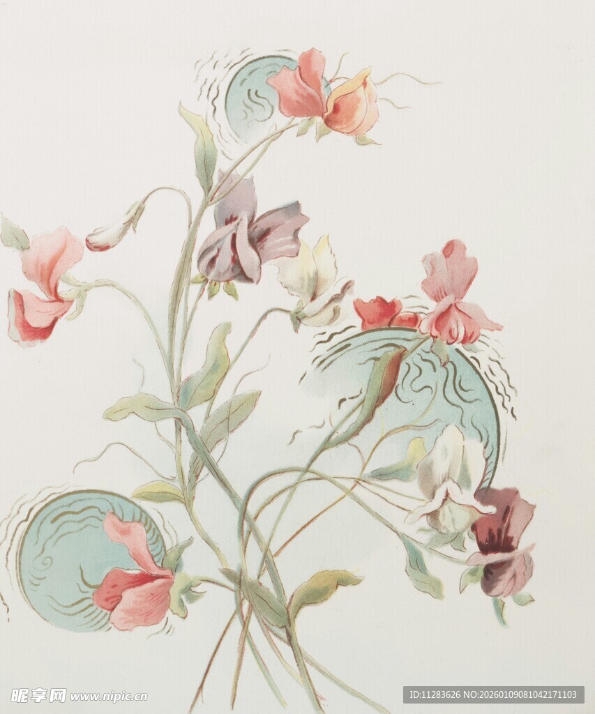 复古风花卉水彩插画