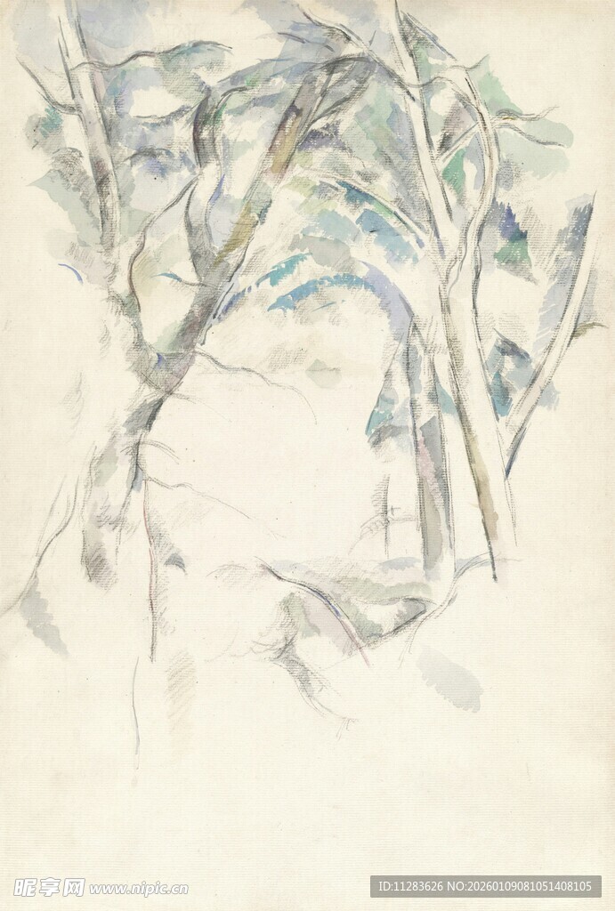 水墨风枝叶画作