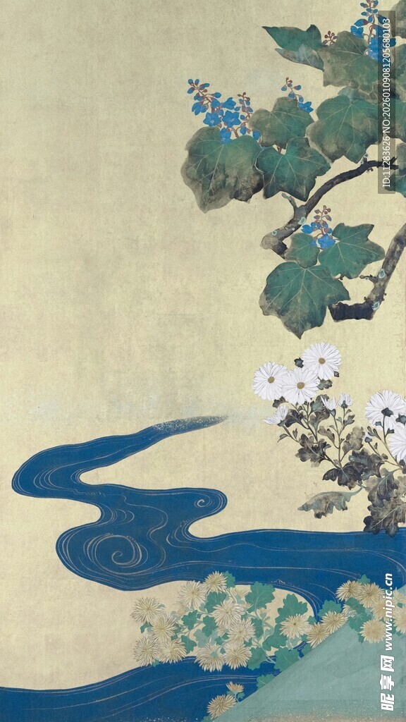 中式山水花鸟意境图