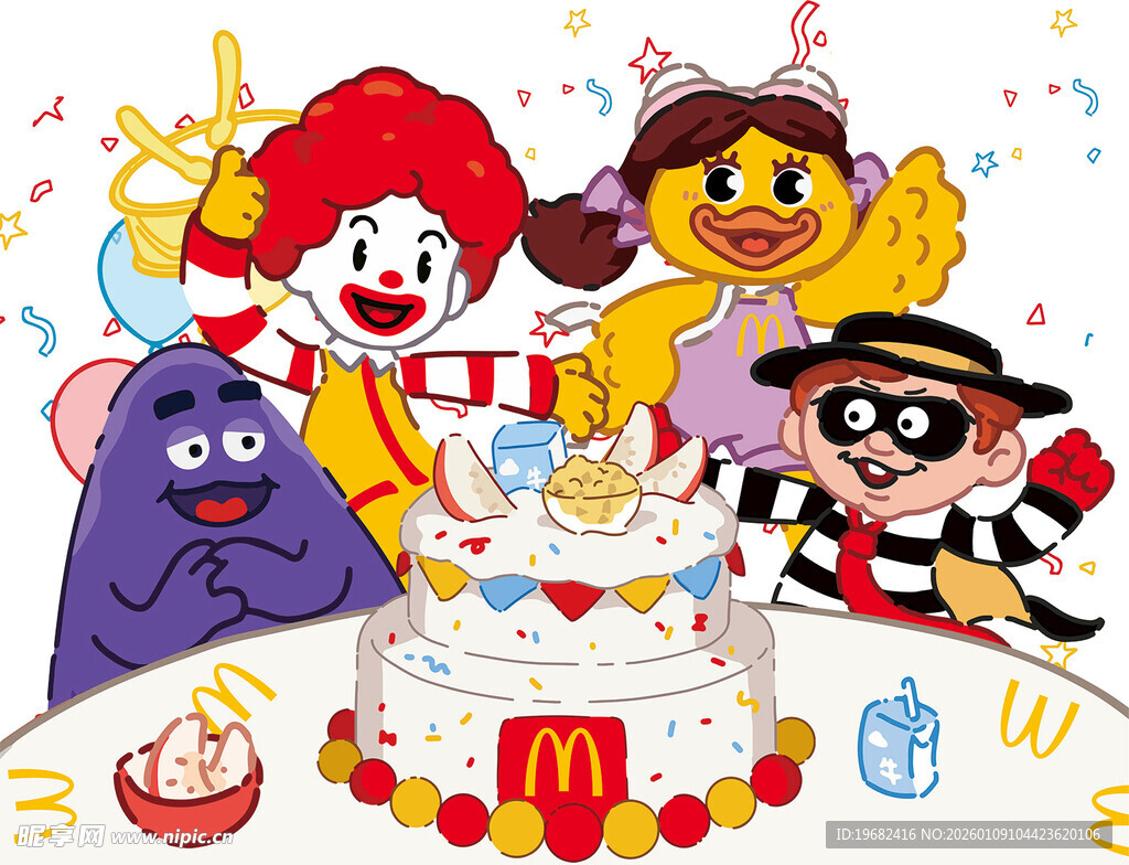 麦当劳 角色欢聚手绘风