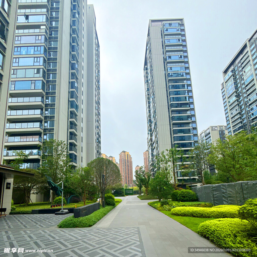 都市中的宁静住宅景观