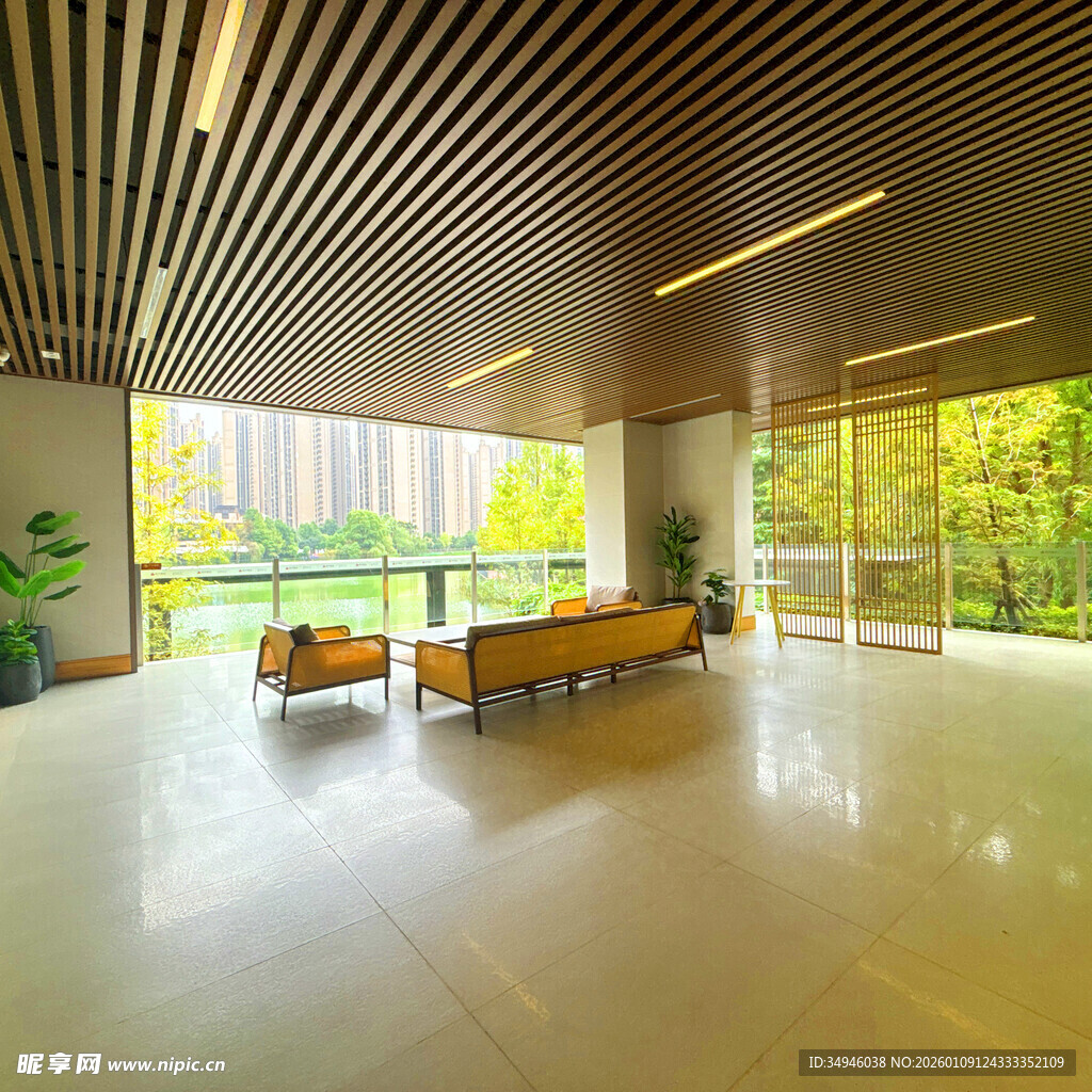 现代简约风格宽敞办公大厅