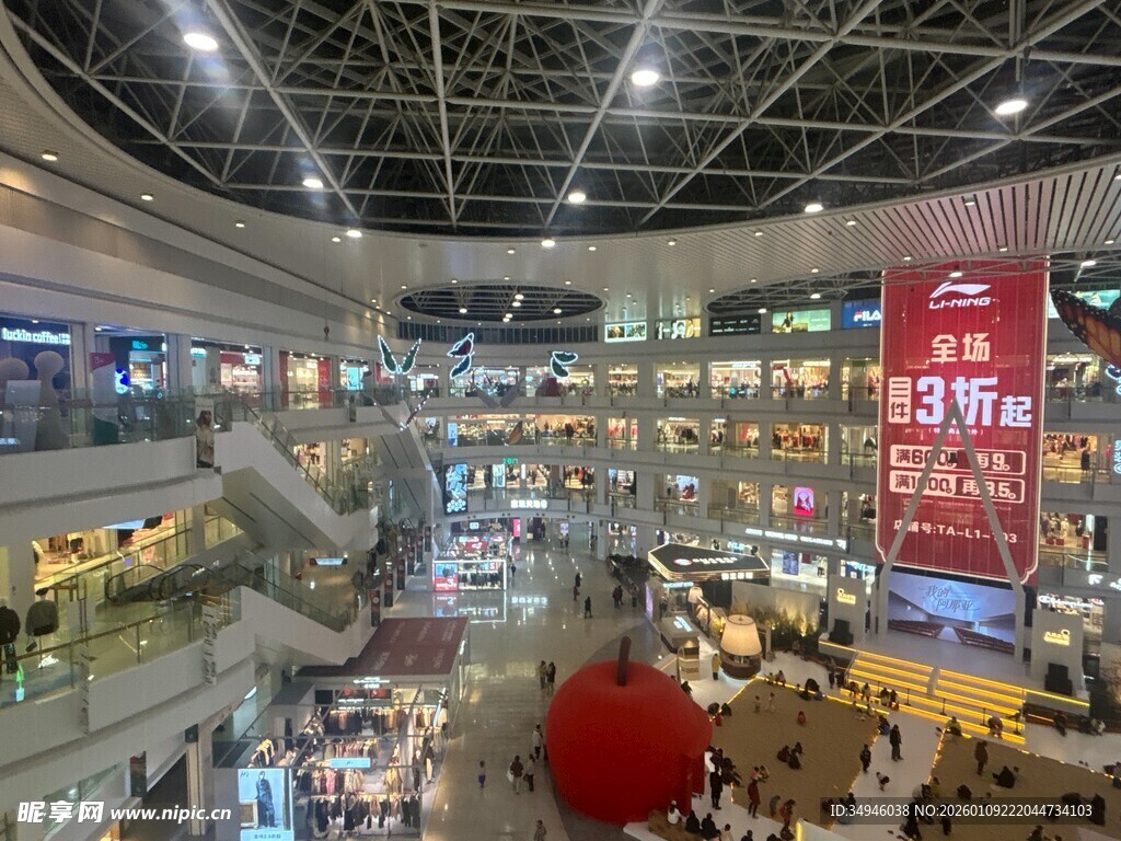 繁华商场内部热闹景象