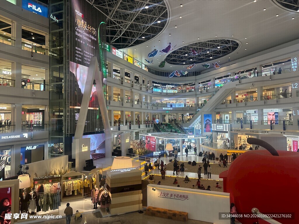 繁华商场内部热闹景象