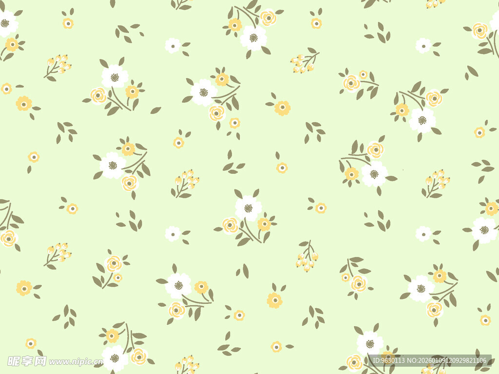 清新碎花浅绿色背景图案