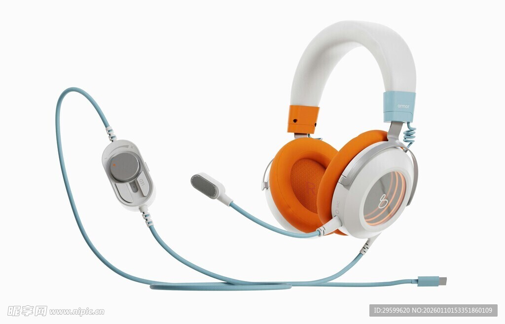 时尚橙色头戴式耳机