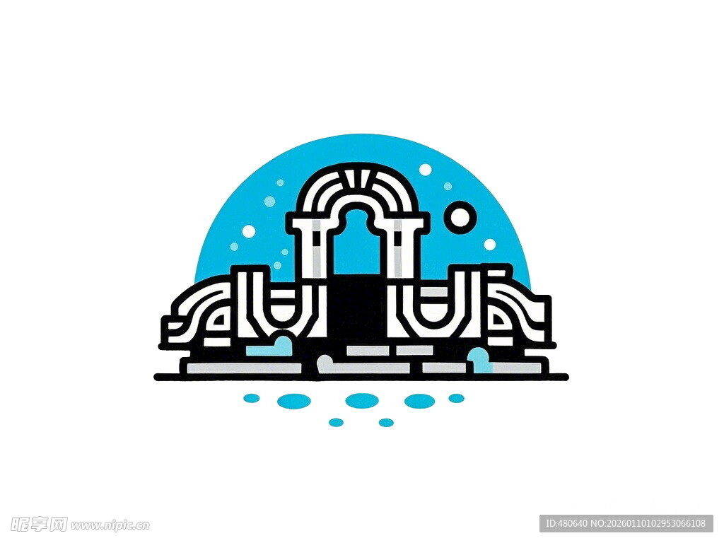 简约风格喷泉图案设计