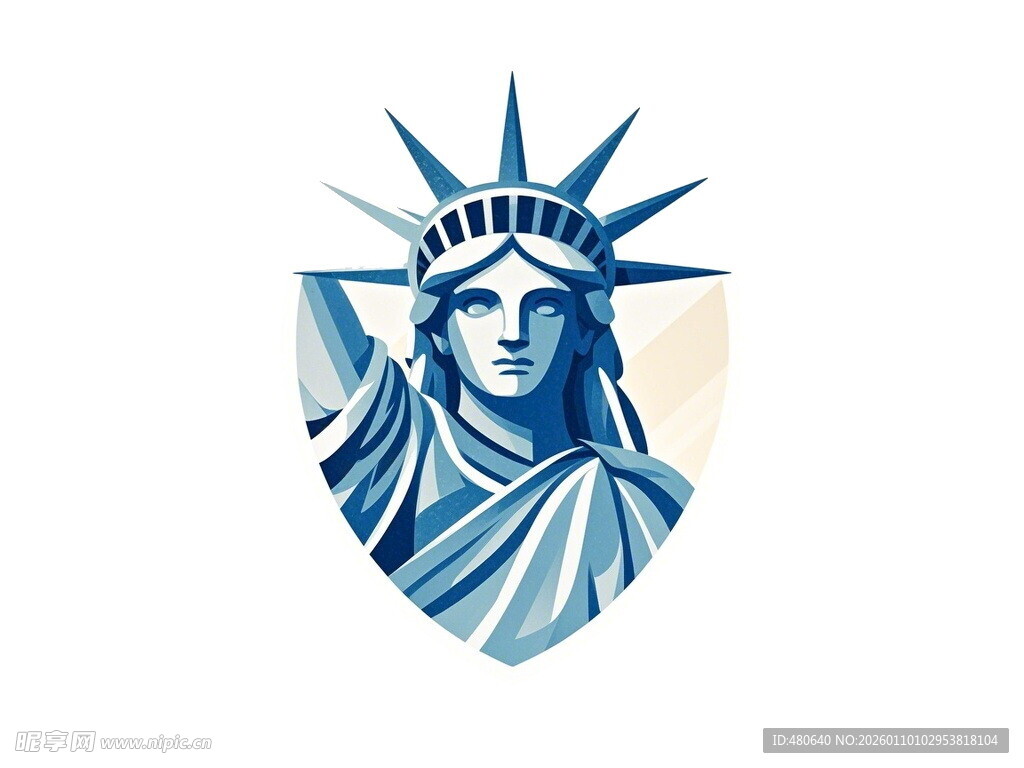 自由女神像简约图标设计