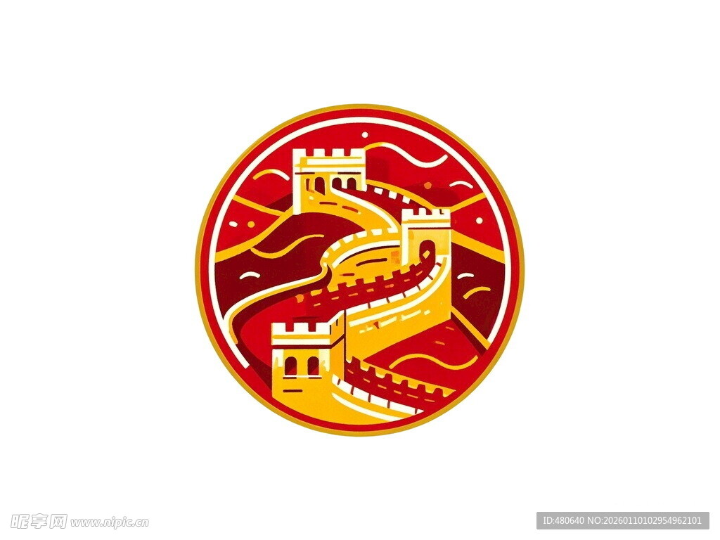 圆形长城图案设计元素