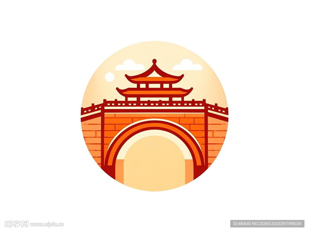 中式古典城楼图标