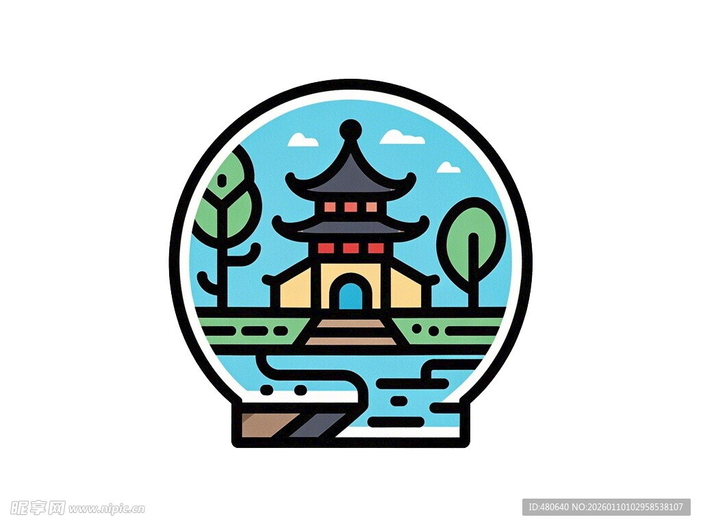 中式园林景观图标