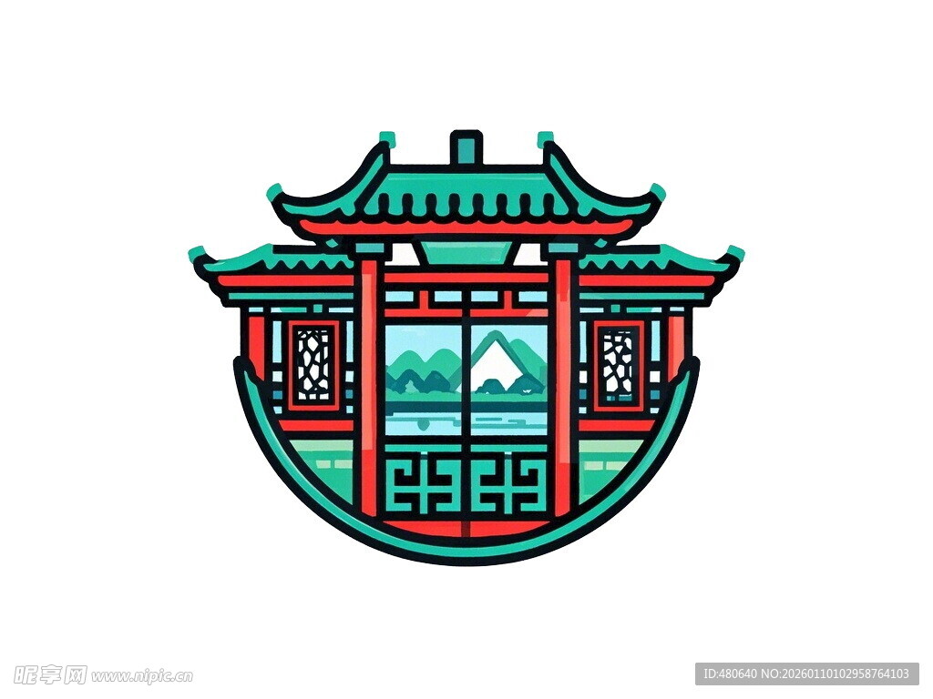 中式古典建筑图标