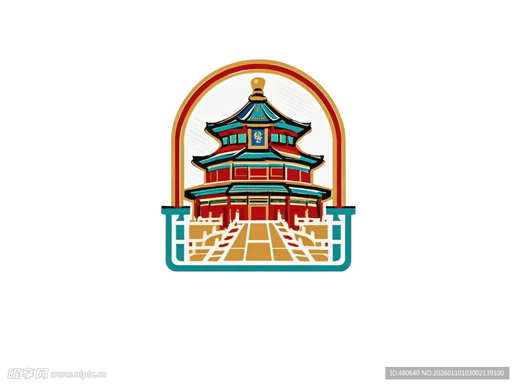 中式古建筑图标设计