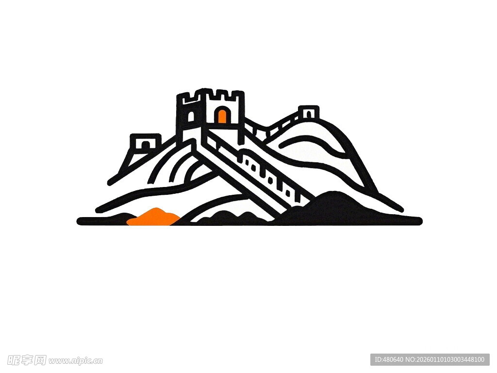 简约风格长城图标设计