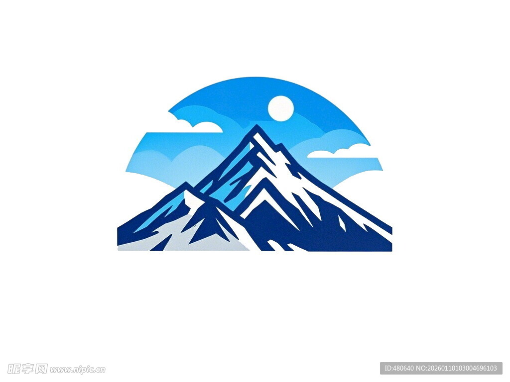 蓝色山峰与天空标志图案