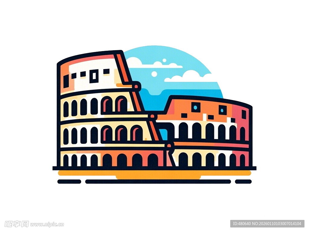 罗马斗兽场建筑插画