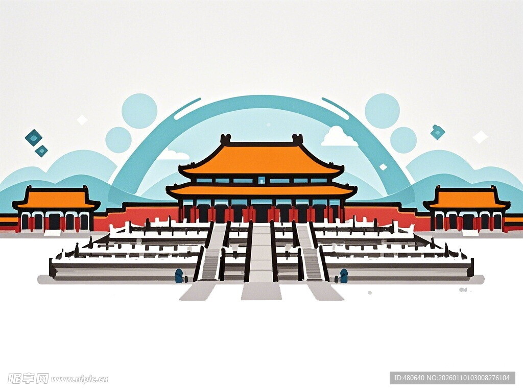 故宫建筑矢量插画图