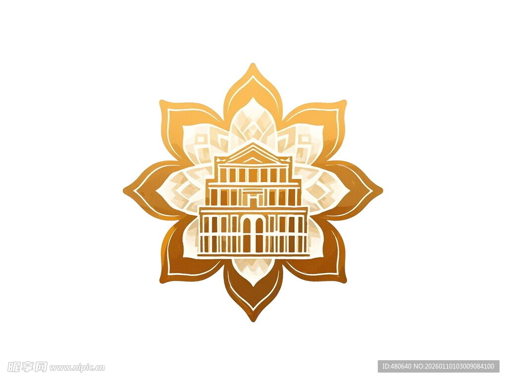 金色莲花形建筑图案