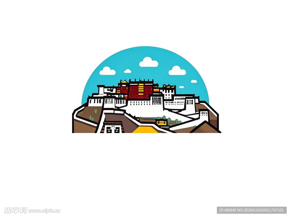 卡通风格的城市建筑景观