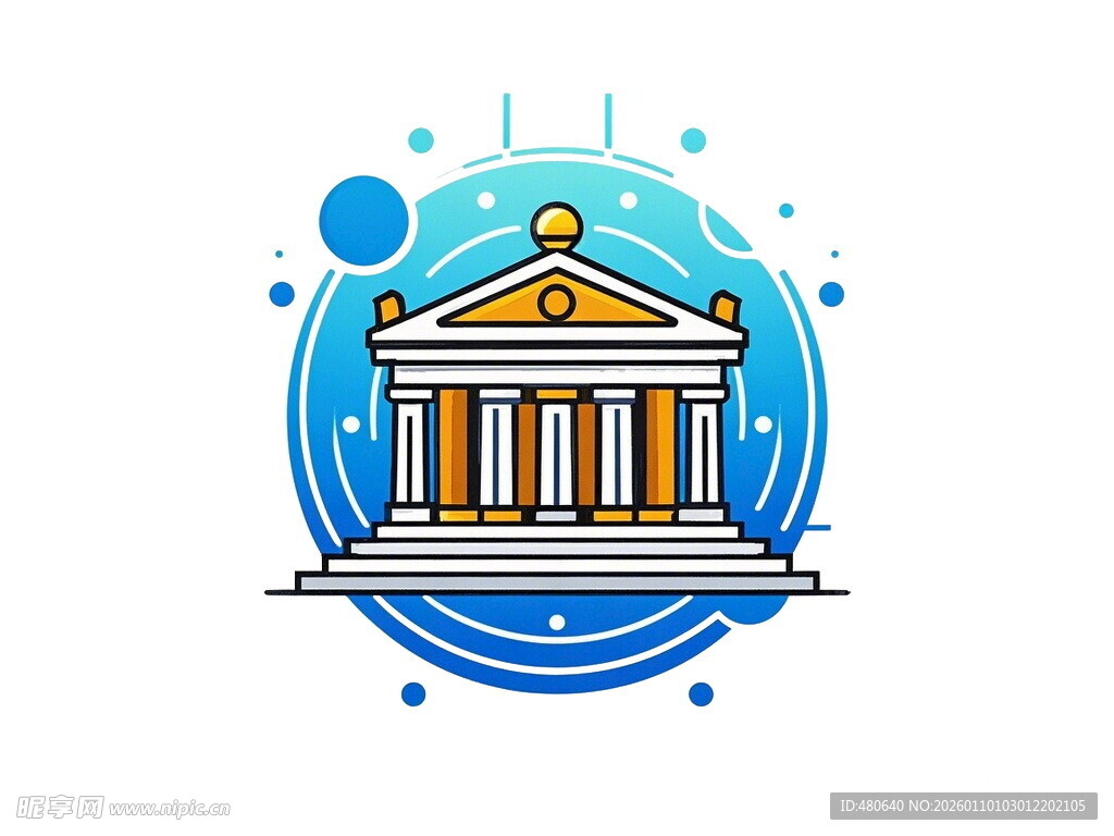 希腊古典建筑图标设计