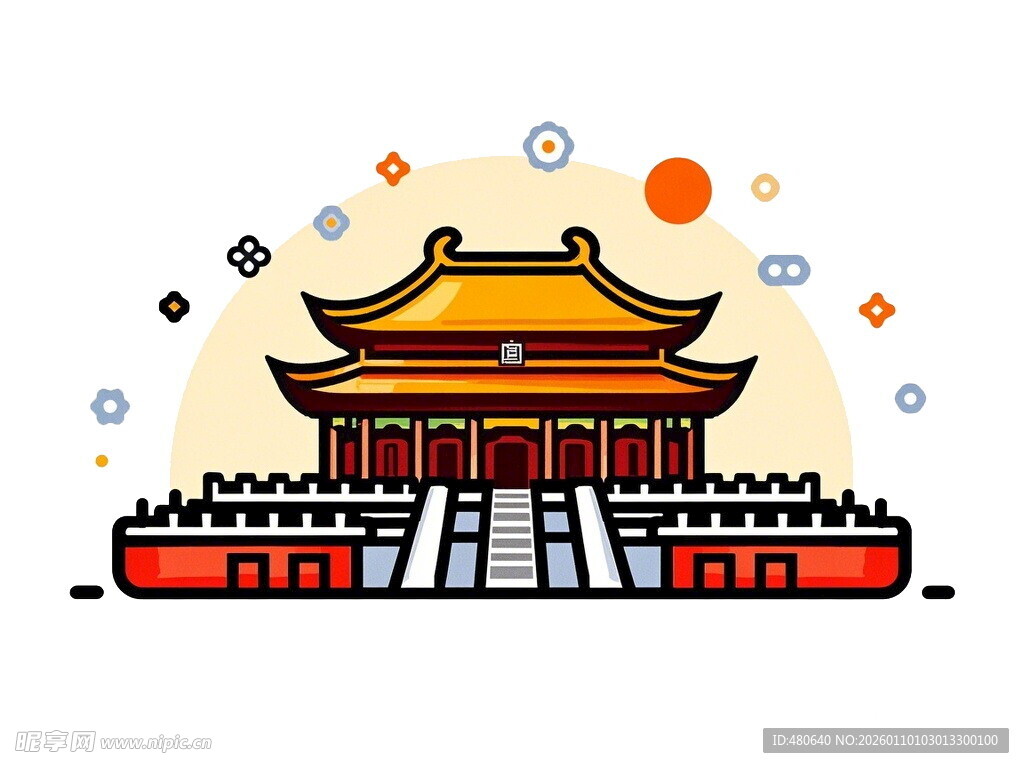 中式古建筑插画