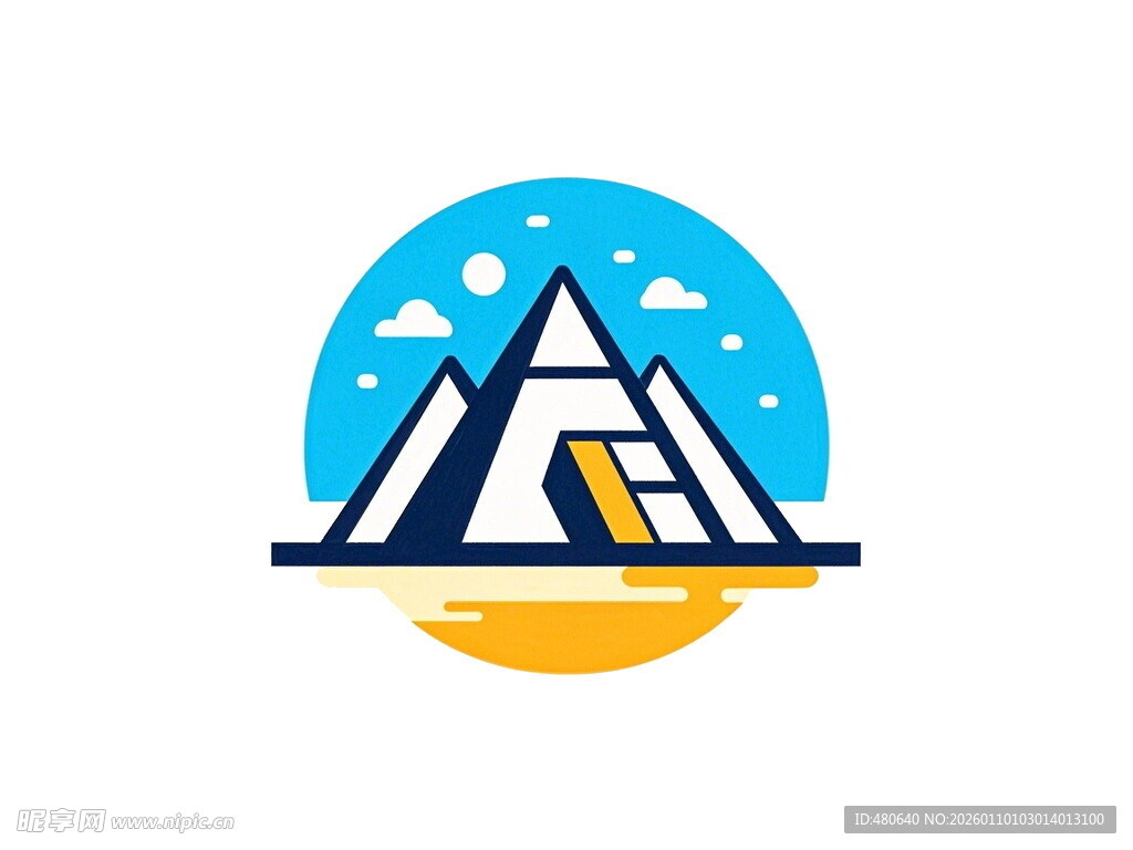 雪山日出图标设计