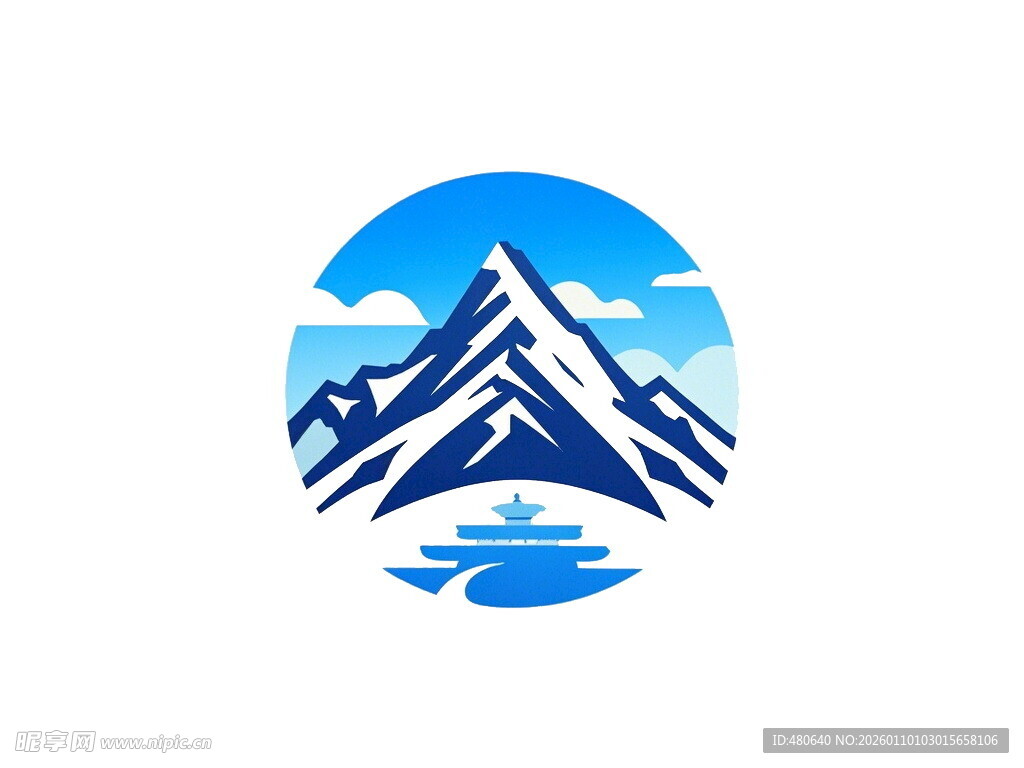 蓝色山峰图标设计