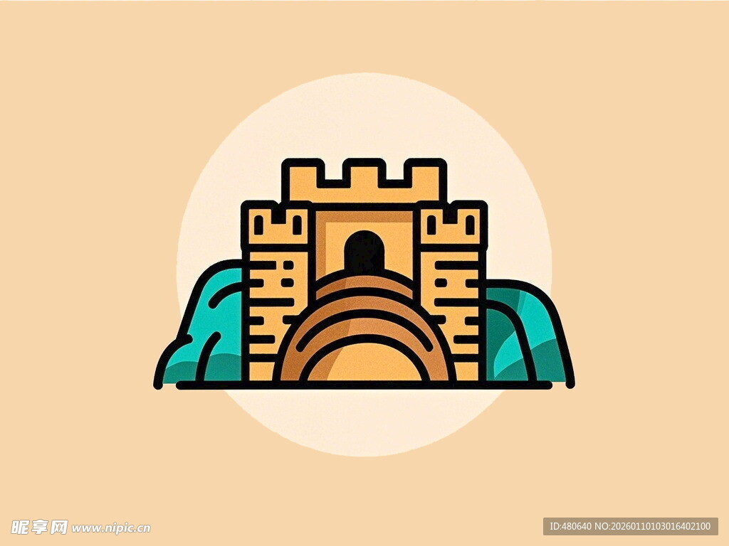 简约风格的长城图标